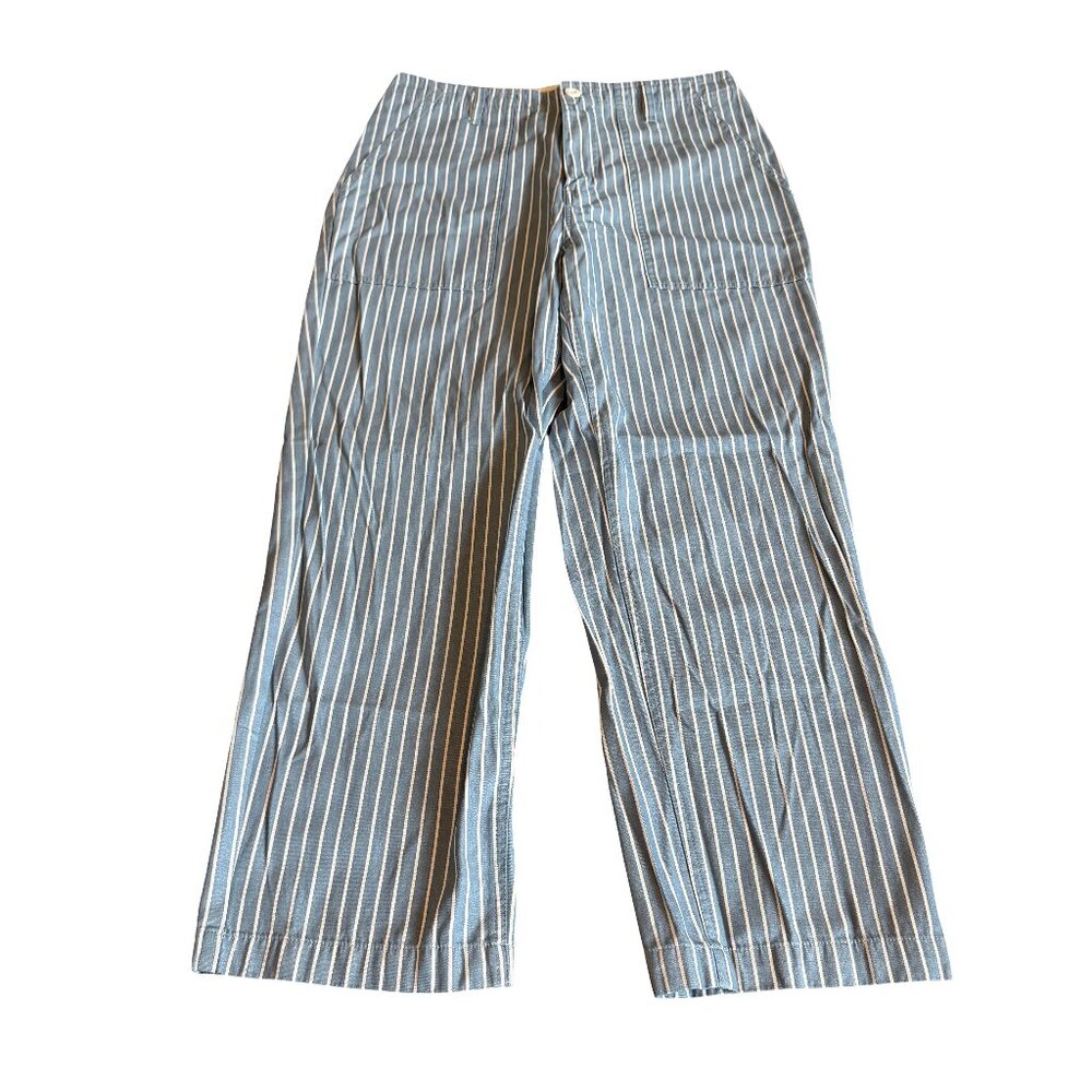 Brixton Blue and White Pinstripe Cropped Wide-Leg Pants